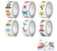 Pegatinas Animales - 6 Rollos de Pegatinas Circulares - 3000 Pegatinas - 60 Diseños Diferentes - Para Niños - Colores Brillantes