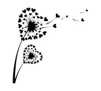 Pegatinas artísticas de diseño Decl Diente de león Amor Corazón Floral Flor Moderna 36x36.2cm Decoración de paredes Negro