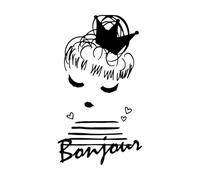 Pegatinas artísticas de vinilo Bonjour, chica francesa, princesa, salón de belleza de París 30x53.3cm No se cae Negro