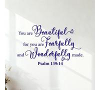 Pegatinas artísticas de vinilo Chica del Salmo Bíblico Eres Impresionantemente Hermosa Increíble Inspiradora Cristiana 35x58.1cm Impermeable Azul oscuro