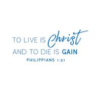 Pegatinas artísticas de vinilo Cita bíblica: vivir es Cristo y morir es ganancia. 48x113.8cm Impermeable Azul