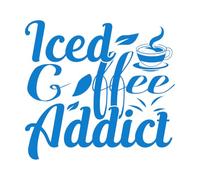 Pegatinas artísticas de vinilo Diseño para el Día Internacional del Café para los Adictos al Café Helado 54.6x58.8cm Cultura del tatuaje Azul