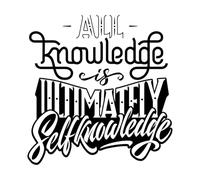 Pegatinas artísticas de vinilo Frase motivacional Todo conocimiento es en última instancia autoconocimiento. 54.6x56.4cm Incluye kit de película de transferencia Negro