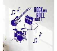Pegatinas artísticas de vinilo Instrumentos musicales Banda de rock and roll Batería 35x36.8cm Varios tamaños Azul oscuro