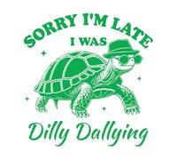 Pegatinas artísticas de vinilo Lo siento, llego tarde, estaba perdiendo el tiempo, tortuga, tipografía divertida, animal gracioso, tortuga vintage. 54.6x56cm Impermeable Verde