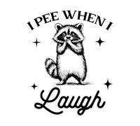 Pegatinas artísticas de vinilo Me hago pis cuando me río mapache gracioso 65.6x80cm Fácil instalación Negro