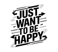 Pegatinas artísticas de vinilo Motivación Solo quiero ser feliz 68x77.5cm Impermeable Negro