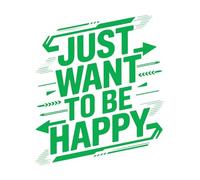 Pegatinas artísticas de vinilo Motivación Solo quiero ser feliz 68x77.5cm Removible sin dejar pegamento Verde