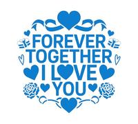 Pegatinas artísticas de vinilo Por siempre juntos te amo 67.2x67.7cm Decoración de tiendas Azul