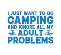 Pegatinas artísticas de vinilo Solo quiero ir a acampar e ignorar a todos mis adultos. 64x91.4cm Autoadhesivo Azul