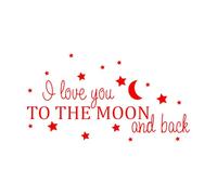 Pegatinas artísticas de vinilo Te amo hasta la luna y más allá Cita Estrellas y luna 45x82.4cm Removible sin dejar pegamento Rojo