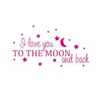 Pegatinas artísticas de vinilo Te amo hasta la luna y más allá Cita Estrellas y luna 54x98.9cm Autoadhesivo Rosa roja