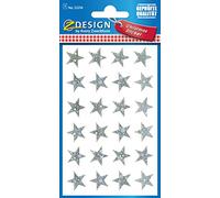 Pegatinas Avery 52256 Navidad, estrellas de cine, efecto, 1 hoja, 24 pegatinas, plata-glitter