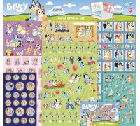Pegatinas Bluey (Juego de pegatinas de la plataforma), 7 hojas adhesivas incl. metalizado y 3D hinchado...