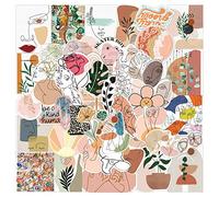 Pegatinas bohemias | 100 unidades | Paquetes de calcomanías estéticas bohemias de estilo minimalista y abstracto hechas de vinilo impermeable para botellas de agua, álbumes de recortes, diario,