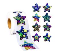 Pegatinas brillantes de estrella - Pegamento PP 2,5 cm 500 unidades | Rollo de pegatinas autoadhesivas reutilizables | Estrellas de recompensa brillantes resistentes al agua para tarjetas de