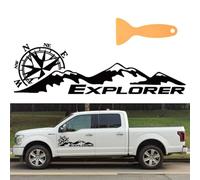 Pegatinas Brújula Rosa de los Vientos Coche Mundo,Explore,Pegatinas Caravana 4x4 Off Road,Montaña Brújula Todoterreno,Vinilo De Corte Aventura Barco o Remolque,100 * 30 cm,SUV,Camper,1 raspador