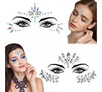 Pegatinas Cara Festival Brillantes 2 Piezas,Brillantes Para la Cara Pegatinas Catrina Cara Halloween Gemas Faciales Tatuajes Temporales Para Ojos Cara Festival de Fiestas Decoración
