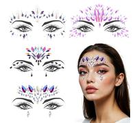 Pegatinas Cara Festival Brillantes para la Cara Pegatinas Catrina Joyas Gemas Faciales Autoadhesivas para Día de los Muertos Carnaval Festival de Música Fiesta Halloween Maquillaje (Color: Morado)