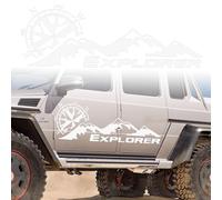 Pegatinas Coche De Montaña Brújula,Calcomanía De Coche Modificado Decoración de la carrocería Calcomanía para Capó Coche Vehículos Todoterreno SUV Casa Rodante Lateral Puerta Tronco Blanco plateado