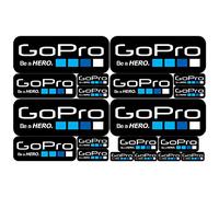 Pegatinas Compatibles GO PRO - Kit Negro Blanco Varios Tamaños y Colores - Pegatinas Bicicleta Moto Auto Aufkleber Vinilos Calcomanías Colores Go Pro motocross Enduro MTB (19 Piezas - Negro)