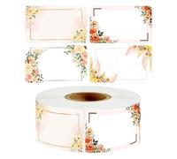 Pegatinas con estampado de flores - rollo de pegatinas, etiquetas para envolver regalos, espacio para guardar | Ideal para tarros de gelatina, bricolaje, manualidades, regalos de , para