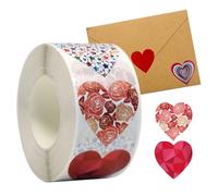 Pegatinas con forma de corazón - 500 unidades calcomanías impermeables y decorativas - Pegatinas de amor para San en rollo, etiquetas adhesivas para sobres de invitación para de boda