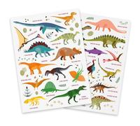 Pegatinas con nombre de dinosaurio, 105 unidades, 0,5 a 6 cm, aprendizaje divertido, aprendizaje, descubrimiento, animales, pegatinas educativas, álbumes de recortes