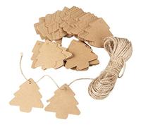 Pegatinas Con Nombre Para Etiquetas Navideñas De Papel Kraft Festoneado De 100 Piezas Con Cuerda Para Decoraciones
