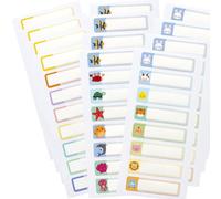 Pegatinas con nombre para niños y escuelas, 96 unidades, 55 x 15 mm, resistentes al agua, aptas para lavavajillas, autolaminadas, etiquetas personalizadas para guardería, biberón, vaso con pico