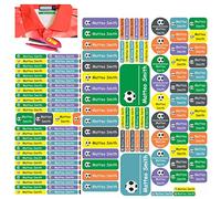 Pegatinas con nombres Niños - set mix - 163 piezas - Fútbol - ropa y objetos - 83 pegatinas de planchado para ropa + 80 pegatinas - bolígrafos de jardín de infantes reglas individuales