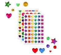 Pegatinas con Purpurina,30 Hojas de Pegatinas de Estrellas con Forma de Corazón Pegatinas Láser Coloridas Redondas Pegatinas de Recompensa Autoadhesivas para Niños,Recompensas Profesores