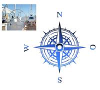 Pegatinas con varios diseños, brújula, tierra, mapa del mundo, mapa de Europa, calcomanía (RP53 M) (azul (53/11/2), 10 cm