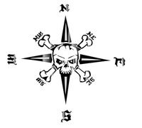 Pegatinas con varios diseños, brújula, tierra, mapa del mundo, mapa de Europa, calcomanía (RP53 M) (negro y gris (53/6/1), 10 cm