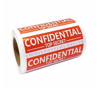 Pegatinas confidenciales Top Secret, 4 x 1 pulgadas, 500 unidades (rojo, rollo)
