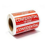 Pegatinas confidenciales Top Secret, 4 x 1 pulgadas, 500 unidades (rojo, rollo)