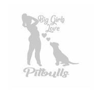Pegatinas creativas for coche con diseño de Big Girl Love Pitbulls, pegatinas PVC for decoración carrocería y ventana(Silver,20cm*19cm)