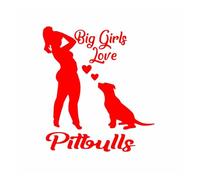 Pegatinas creativas for coche con diseño de Big Girl Love Pitbulls, pegatinas PVC for decoración carrocería y ventana(Red,20cm*19cm)