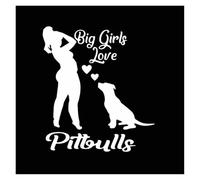Pegatinas creativas for coche con diseño de Big Girl Love Pitbulls, pegatinas PVC for decoración carrocería y ventana(WHITE,14cm*13cm)