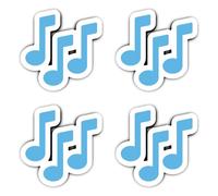 Pegatinas de 100 mm, 4 unidades, diseño de notas musicales de emoji, azul, XL para maletín, puerta, ordenador portátil