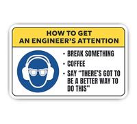 Pegatinas de 300 mm, 1 unidad, diseño con texto en inglés "How to get an Engineer's attention, Mega Technic"