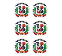 Pegatinas de 50 mm, 6 unidades, escudo de República Dominicana, DO, para coche, ordenador portátil y más
