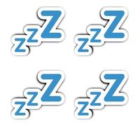 Pegatinas de 75 mm, 4 unidades, diseño de emoji de sueño Zzz grande, color azul, para puerta, ordenador portátil, coche, habitación infantil