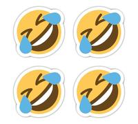 Pegatinas de 75 mm, 4 unidades, diseño de emoji sonriente con lágrimas de alegría