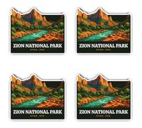 Pegatinas de 75 mm, 4 unidades, diseño de Parque Nacional de Zion Utah