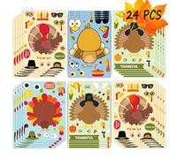 Pegatinas de Acci n de Gracias de Happy Storm para ni os, 24 hojas, pegatinas para hacer una cara de pavo, manualidades para dar la bienvenida a