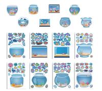 Pegatinas de acuario en miniatura, pegatinas de acuario de dibujos animados para arte, manualidades, álbumes de recortes, diario, cubiertas de teléfono, botella de agua, portátil, acuario de dibujos