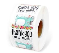 Pegatinas de agradecimiento de 1,5"" de Wailozco ""Thank You Sew Much"" Pegatinas de agradecimiento hechas a mano