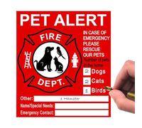Pegatinas de alarma para mascotas, pegatinas de rescate de bomberos - Resistente a la decoloración UV Pet Alarm Safety Fire Rescue Pegatina, en caso de emergencia de peligroso mascota en casa puerta