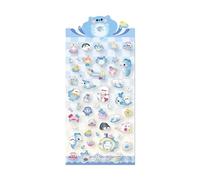 Pegatinas de animales 3D para diarios, funda de teléfono, botella de agua, estuche de bolígrafo, decoración de Snowboard para portátil, tema de mar transparente de dibujos animados